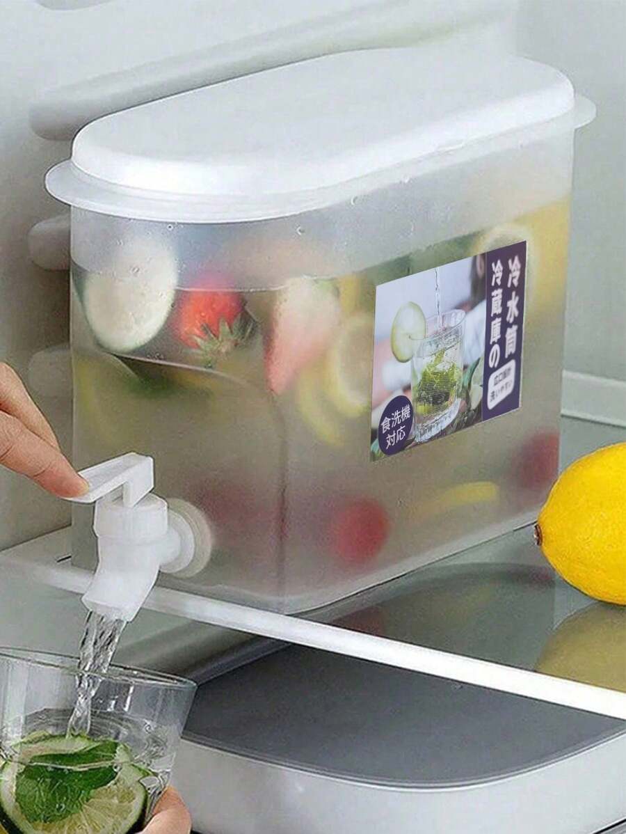 1 pieza Recipiente de agua para refrigerador con grifo, de gran capacidad para té de frutas, dispensador de agua fría, jarra de agua con hielo, dispensador de bebidas