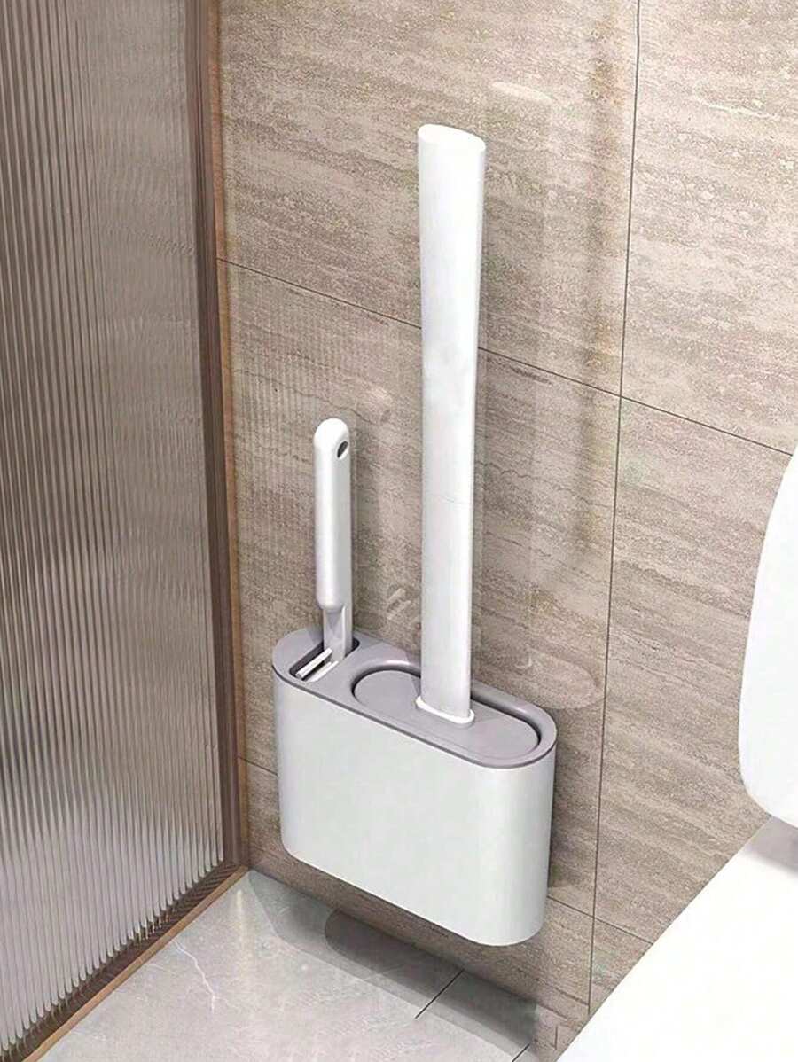 1Set Of 2 Toilet Brushes And 1 Sealed Toilet Seat Box, Wall-Mounted Toilet Brush, Silicone Soft Toilet Brush Head, Long Handle Toilet Brush, Multi-Functional Household Brush Bathroom Decor Summer