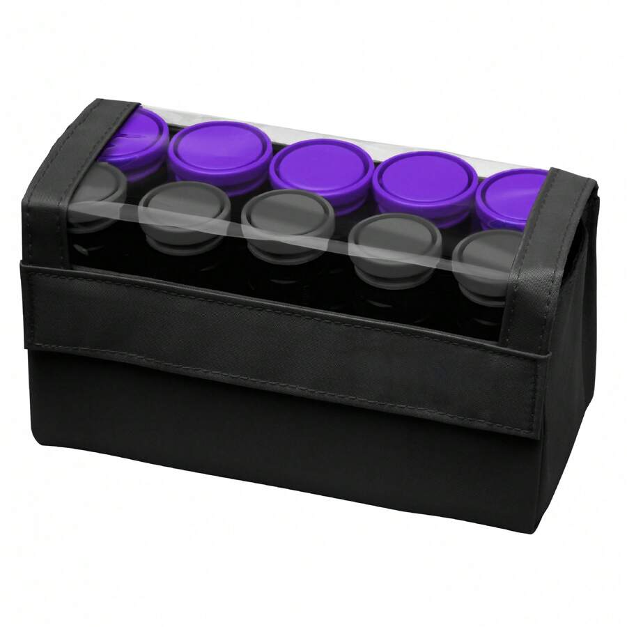 Travel Size Professional 1.25 "Compact Ceramic Hot Hair Rollers, 10 Piece Set, Anti-Static Technology, Ionic, Black