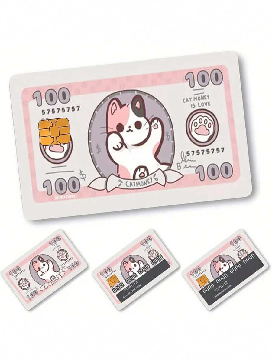 4 pezzi Custodia per carte di credito in PVC con motivo carino a gatto, adatta per carte bancarie, carte di debito, tessere per i trasporti, chiavi della stanza e adesivi per la pelle, forniture scolastiche, per il ritorno a scuola