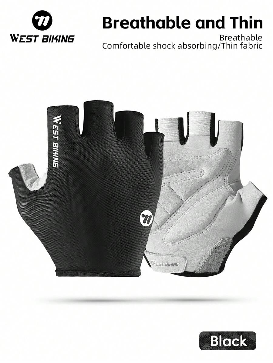 WEST BIKING Mountain Bike Riding Gloves Shock Absorbing Anti-Slip Gloves Half Finger Men's And Women's Bike Breathable Summer Equipment