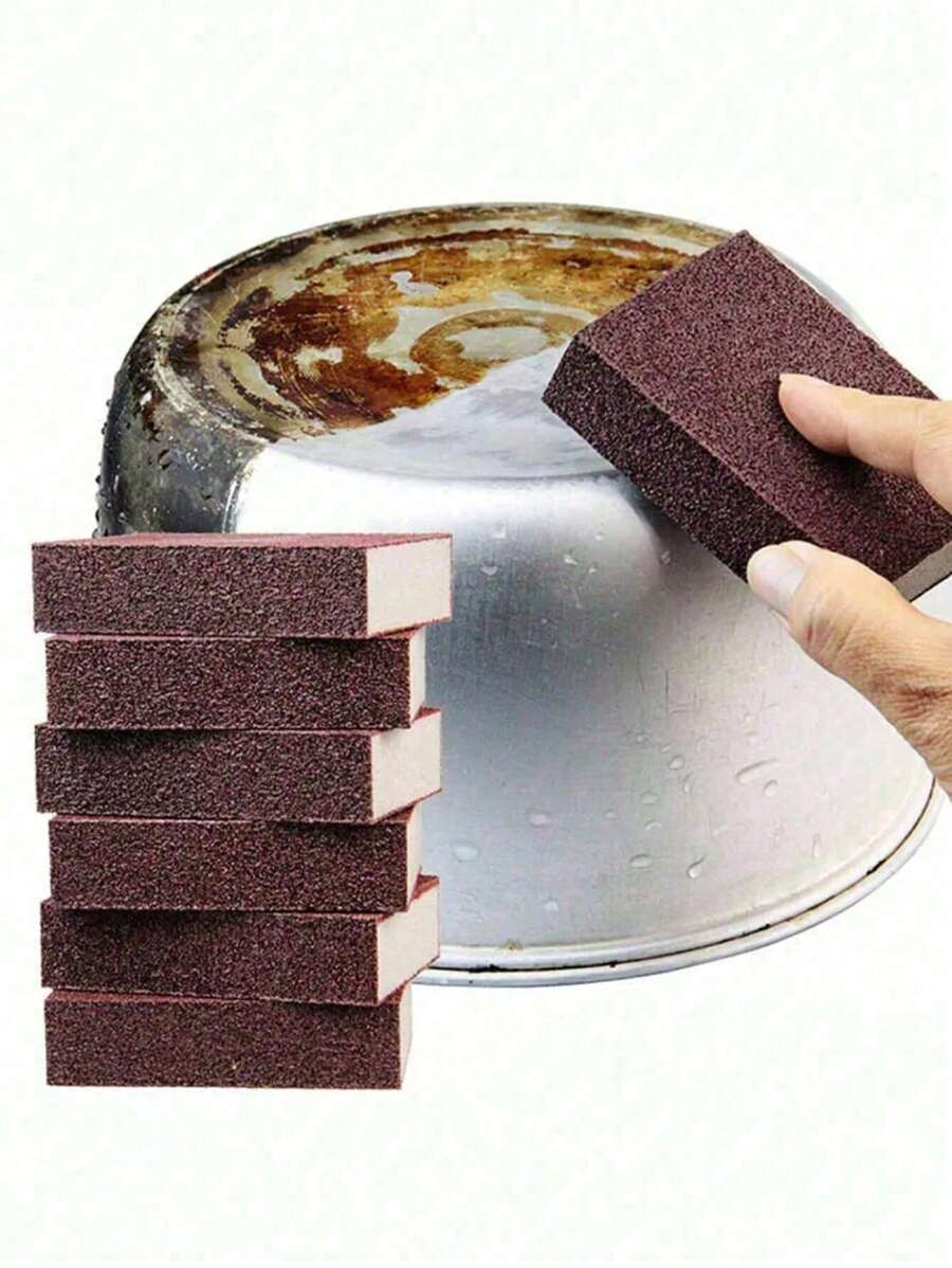 5/10pcs Diamond Emery Sponge Scrubber, Kitchen Cleaning Tools, Pot Pan Rust Remover Abrasive Sponge Blocks