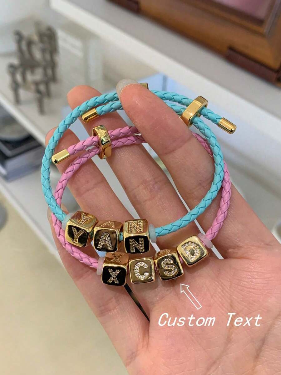 Pulseira de dados com letras do alfabeto personalizável, 1 peça, nome personalizado retrô, pulseira inicial de aço inoxidável MAMA, presente ideal para namorada, mãe, família, amiga, filha, aniversário, dia dos namorados, dia das mães, aniversário, formatura, uso diário, casamento, festa