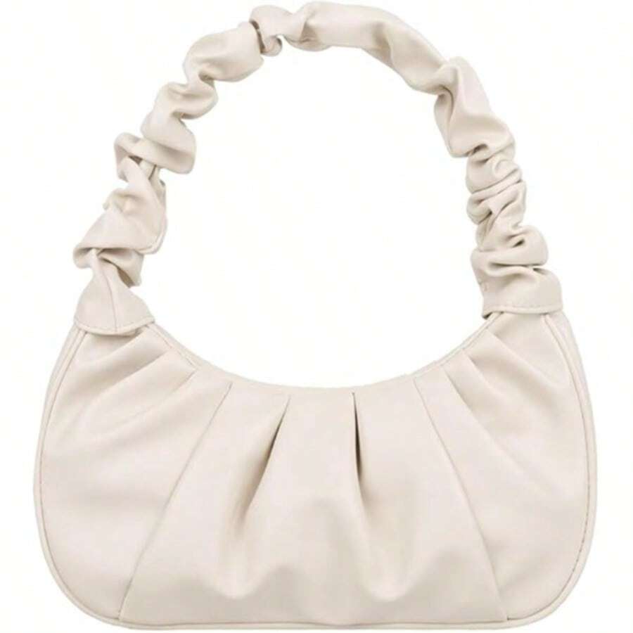 Bolso de nube nuevo y de moda, muy atractivo, bolso pequeño plisado de unicolor, bolso de hombro y axila versátil de unicolor para mujeres