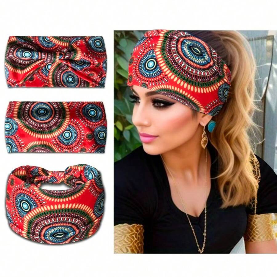 Bandeau noué imprimé tropical , convient aux femmes pour le yoga, la course, l'absorption de la transpiration, les accessoires capillaires pour les sports de plein air, bandeau de sport confortable et antidérapant, décoration de nœud, foulard de style bohème élégant