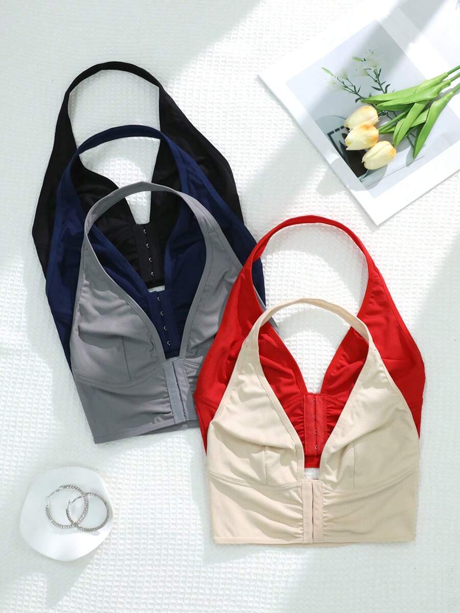 Set de 5 sujetadores inalámbricos sin aros de unicolor y cómodos para mujer