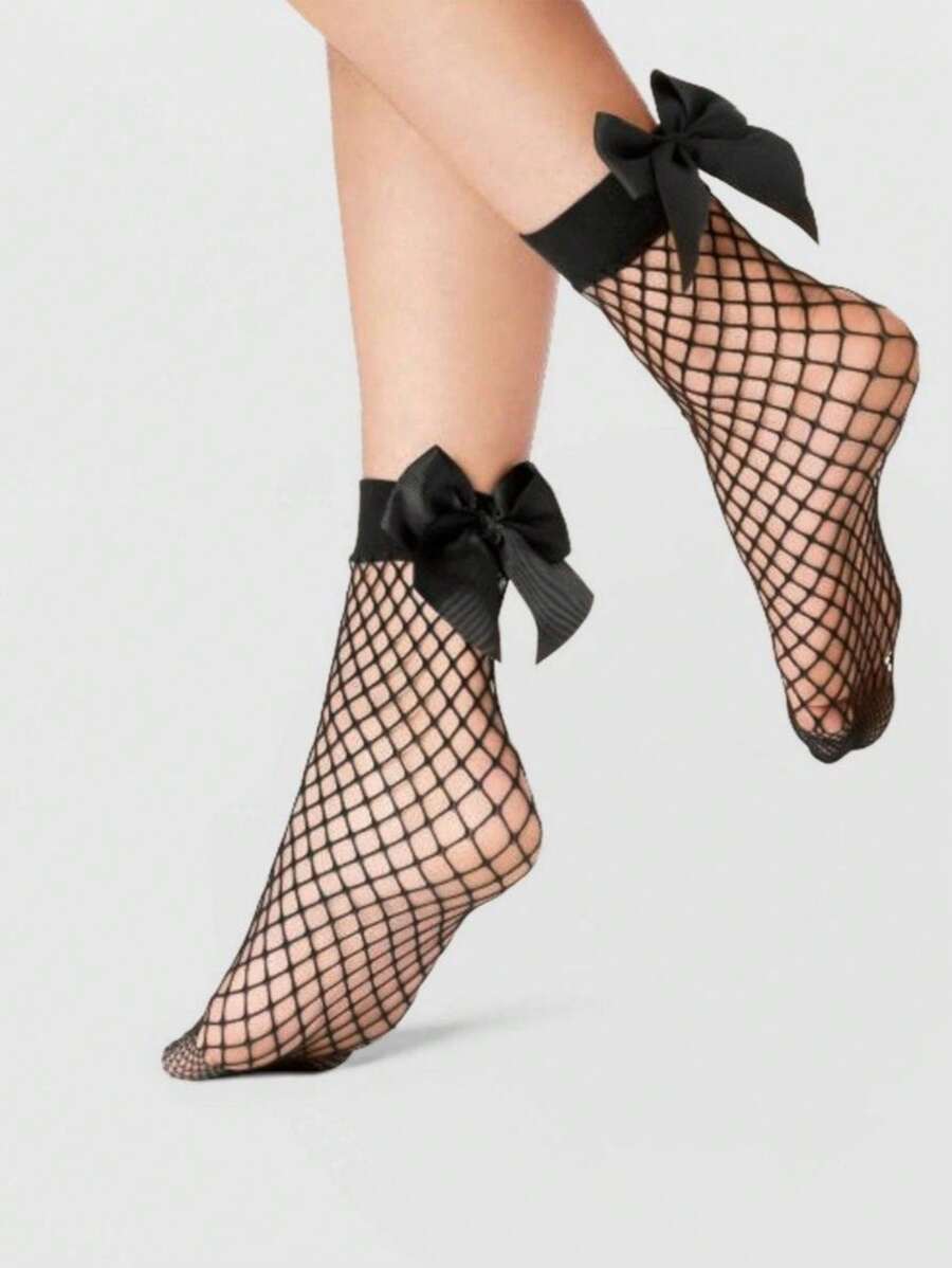 4 paires de chaussettes noires à motif papillon en maille transparente pour femmes - chaussettes courtes élastiques, chaussettes mode unicolores convenant aussi bien à une tenue décontractée que formelle, design novateur, accessoire élégant, confortable et agréable pour la peau