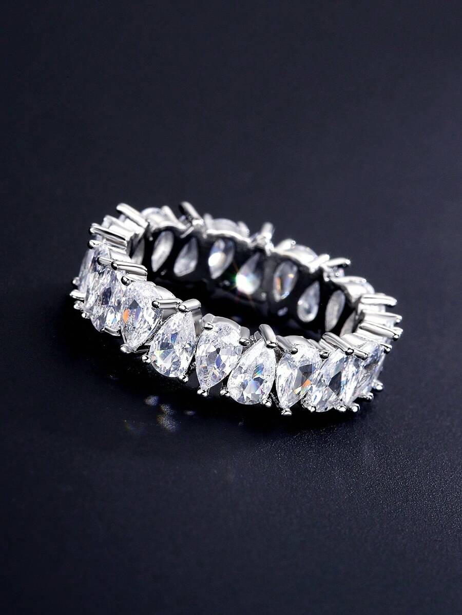 1 Stück Schmuckring mit kubischem Zirkonia, geeignet für Alltag und Feiertage von Frauen