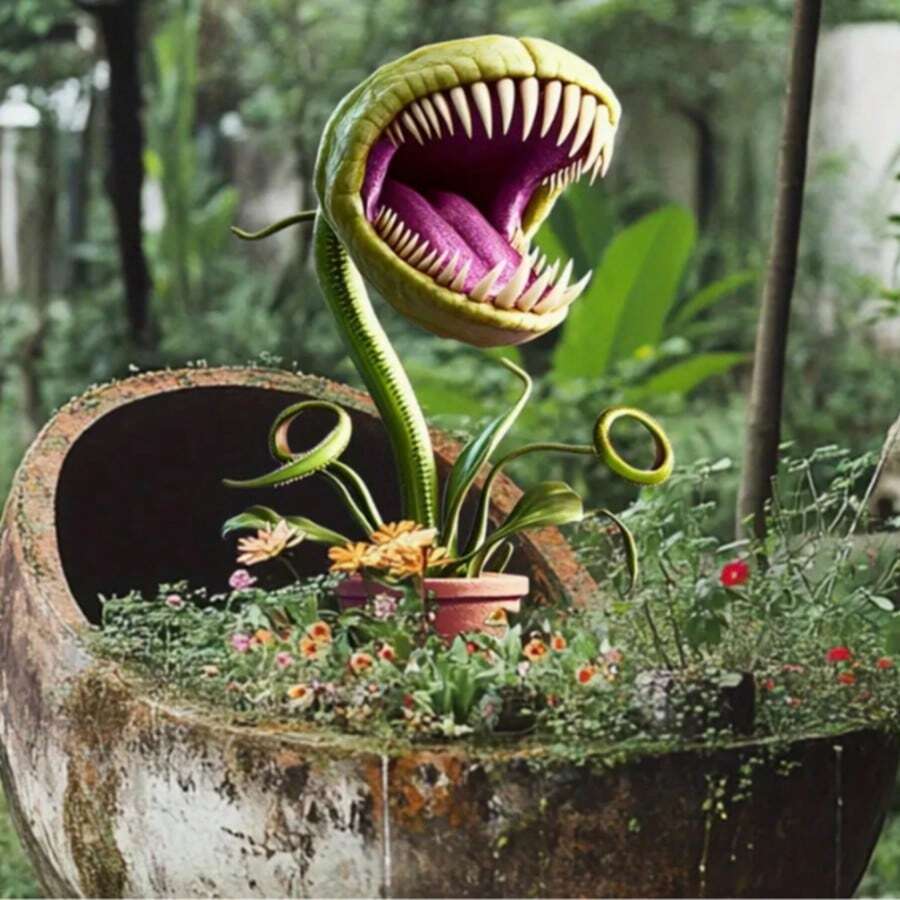 2D Whimsical Carnivorous Plant Garden Sign - Acrylic Outdoor Decor For Indoor Potted Plants, Bonsai, Yard And Lawn - Adorable Pitcher Plant Design, Perfect For Home And Garden Decor, Birthday, Garden Decor With Intricate Detailing