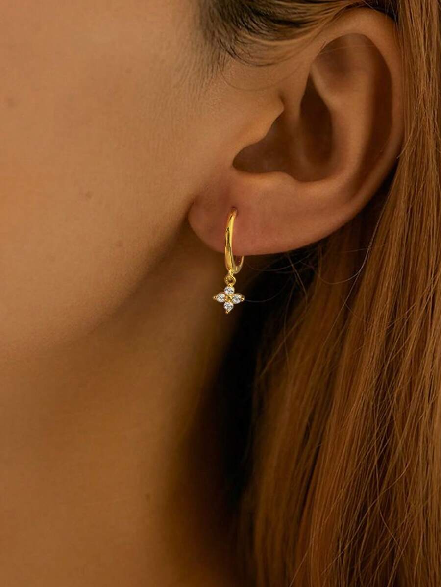 1 par de clips para orejas de plata de ley 925 con flor y diamantes para mujeres, pendientes elegantes y lujosos de joyería fina para boda, fiesta, regalo de fiesta o festivo