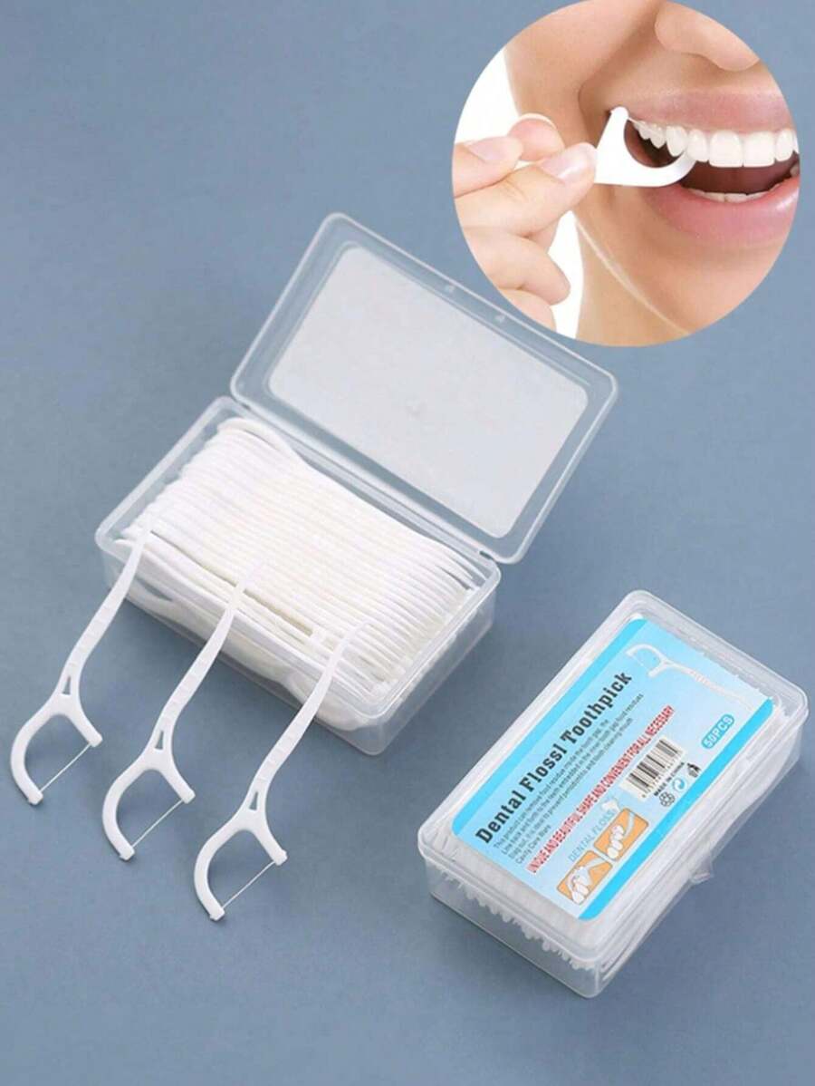 50/100 peças de palitos para fio dental, palitos para limpeza dos dentes, escova interdental, palito para fio dental, cuidados com a higiene bucal