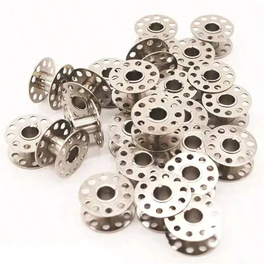 7-21 peças/Carretéis de Metal Vazios Carretéis de Aço Inoxidável para Máquina de Costura Doméstica, Acessórios de Costura