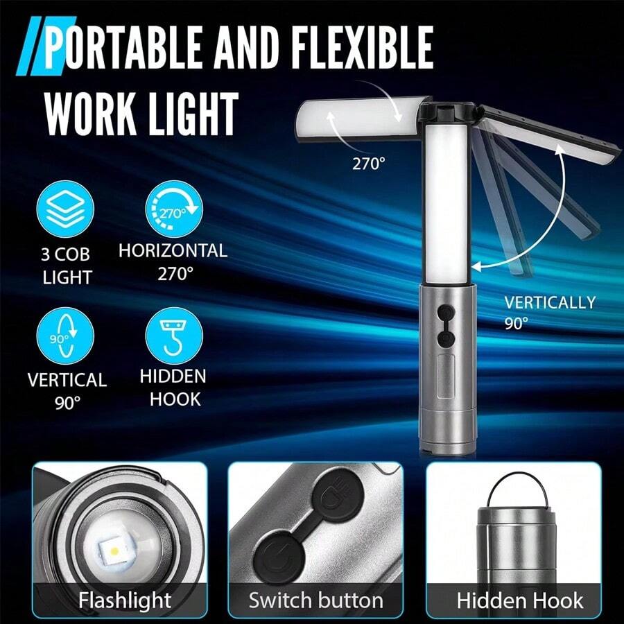 1 PC Telescoping Dimmable USB Rechargeable LED Camping Light With Multi-Mode, Push Button Control, Wall/Table Mount, Removable Shade For Camping, Hiking, Emergencies