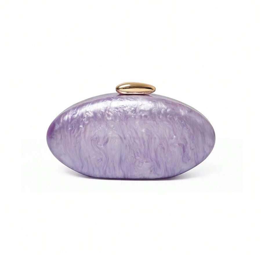 2025 Spring Fashion Bridal Clutch, European & American Style Acrylic Glossy Evening Bag, Ellipse One Shoulder Crossbody Bag