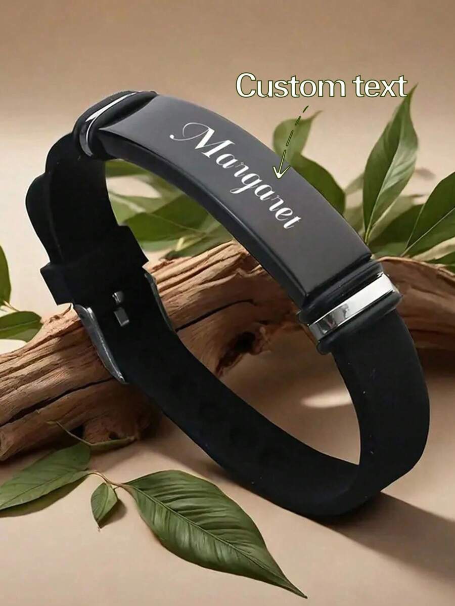 1 pieza Brazalete con texto grabado personalizado, brazalete ajustable, unisex, regalos para la familia, regalos de Acción de Gracias, personalizado, único, regalos ideales para él, regalos ideales para ella, ella, novio, novia, papá, mamá, familia, amigos, para aniversarios, para cumpleaños, para graduación, para baile de graduación, para fiestas, para bodas, para días festivos, regalo de graduación, para regalo del Día del Padre