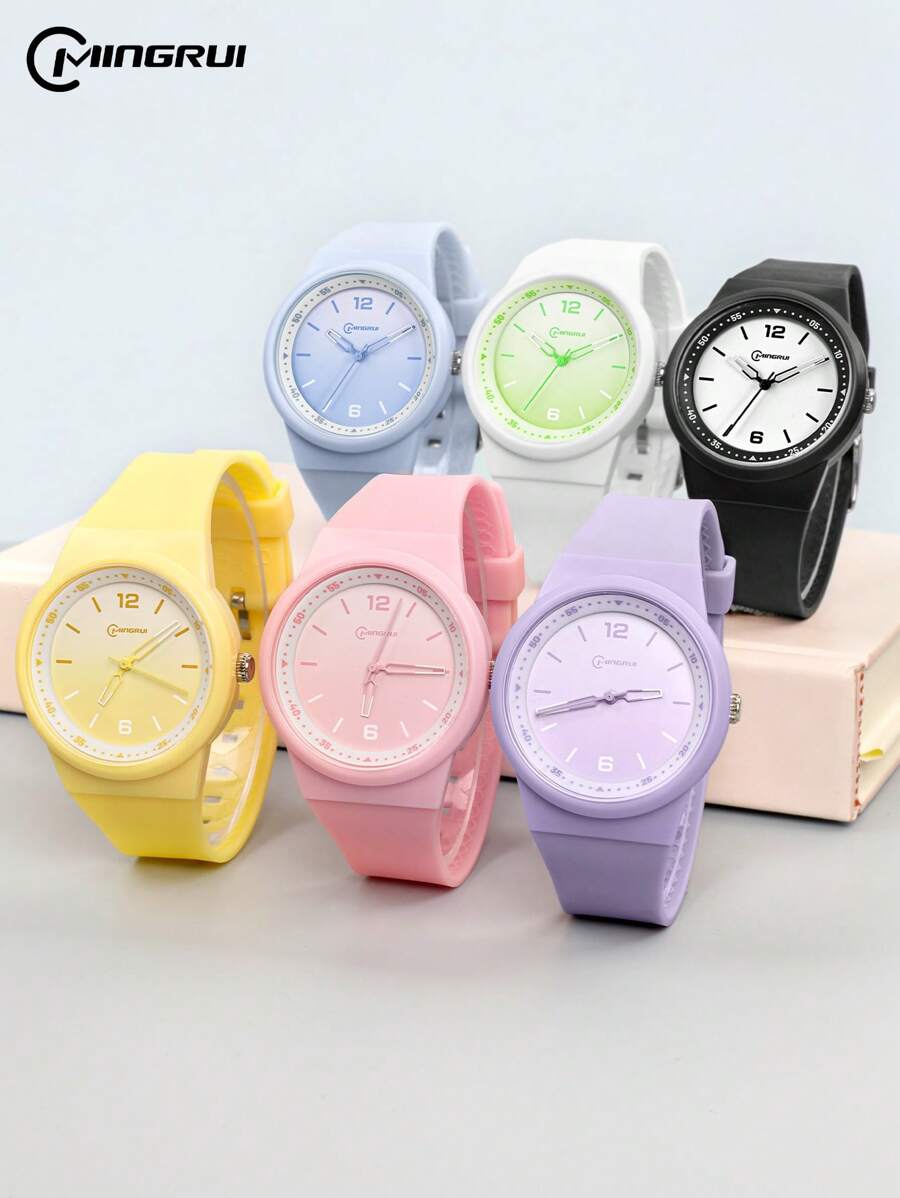 MINGRUI Nuevo reloj de moda para niños, de estilo ombre con colores de caramelo, reloj de niña, regalo para niños, resistente al agua 3ATM, estilo de campus escolar