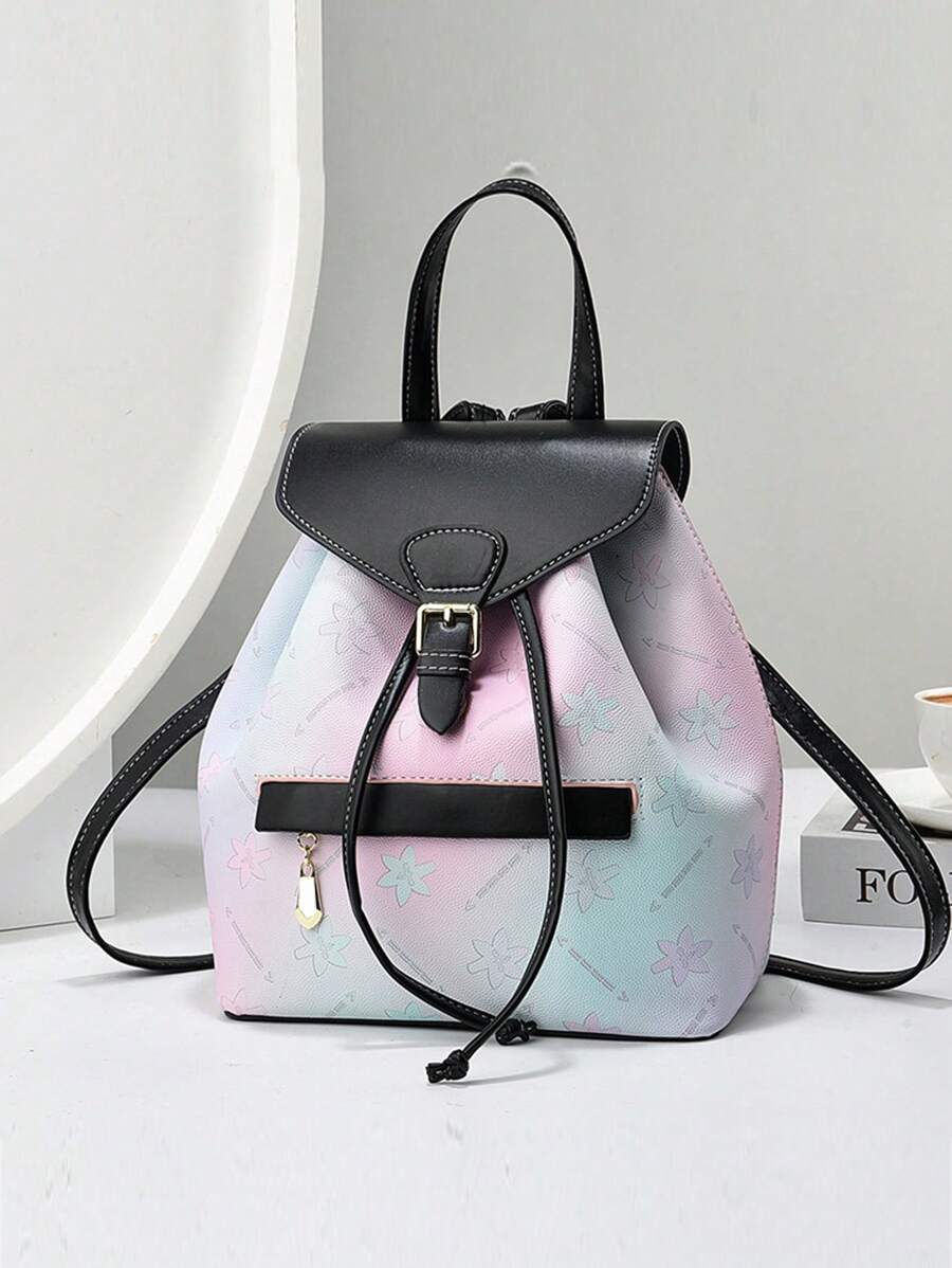 Elegant Fashion Backpack, Gradient Color Multi-Function Large Capacity Handbag Tote Backpack, Stylish Design Multi-Function, New Fashion Women Small Square Bag Handbag Shoulder Bag Versatile Casual Multi-Layer Large Capacity Shoulder Tote Suitable For Outing, Travel, Shopping, New Stylish Women Handbag Shoulder Crossbody Color Blocking Bag Casual Luxury Large Capacity Shoulder Tote Bag
