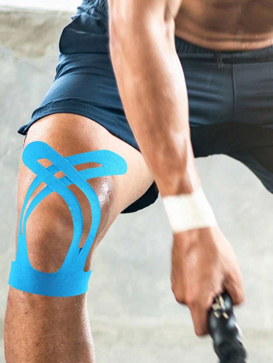 1 pezzo Nastro sportivo impermeabile, supporto per ginocchio - Fascia sportiva elastica pre-tagliata, adatta per corsa, calcio e accessori da palestra per fitness