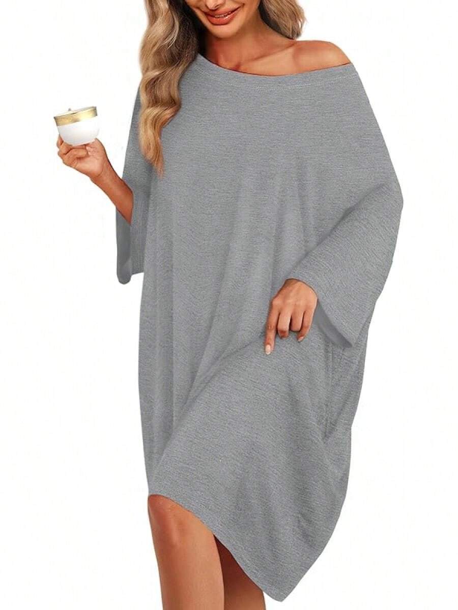 Camisón de talla grande para mujer, camiseta grande para dormir con vestido de manga corta, con bolsillo, tallas desde S hasta 5XL