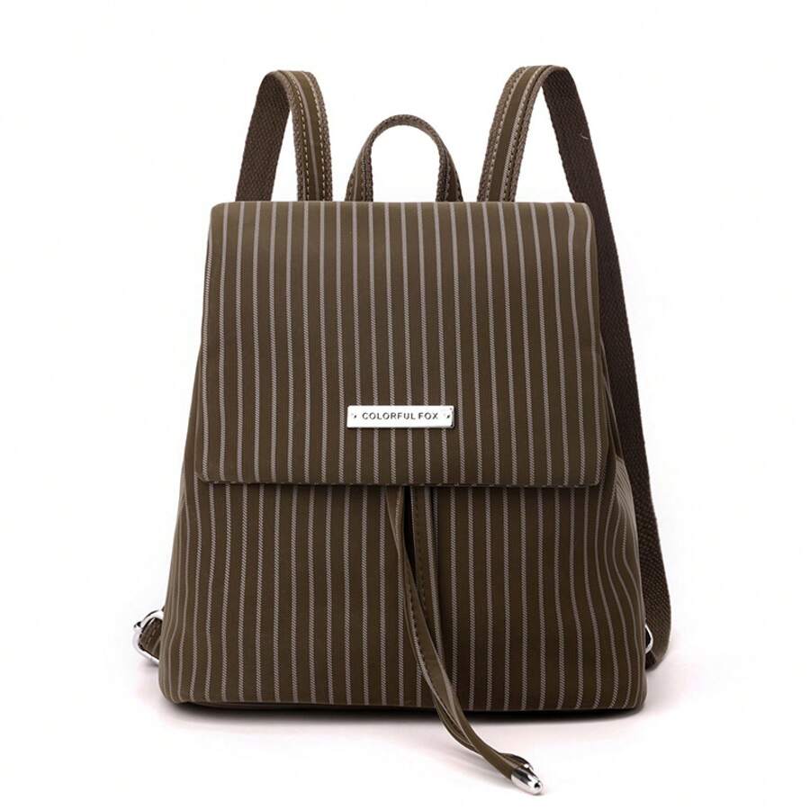 Zaino da donna stile britannico in stile coreano, di alta qualità, a righe, con mini corda