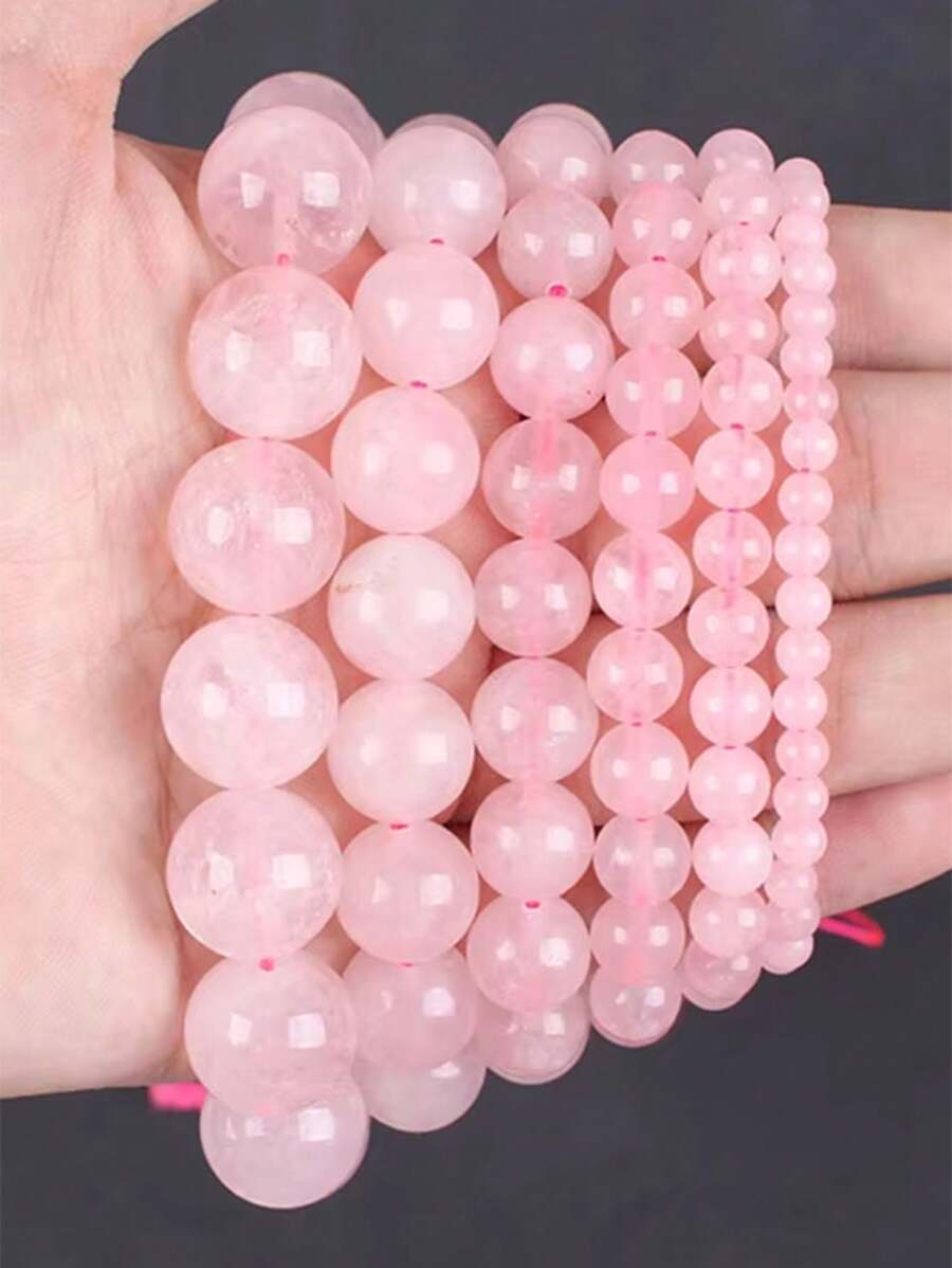 Contas soltas de pedra de quartzo rosa natural de 1 fio, contas naturais rosa para fazer joias, pulseiras e colares faça você mesmo, 4, 6, 8, 10 e 12 mm