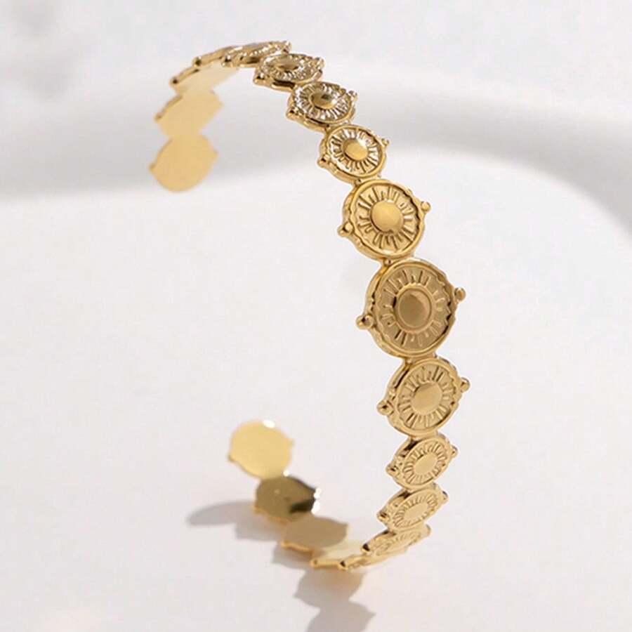 1 Pezzo Bracciale in acciaio al titanio aperto, regalo di alta qualità e non sbiadente per la Festa della Mamma, effetto geometrico retrò