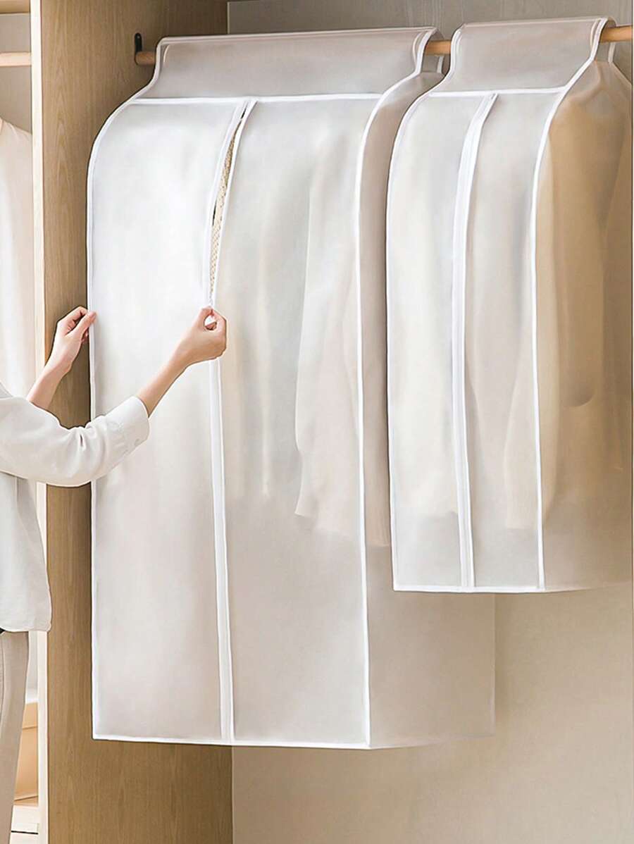 1pc Clothes Dust Cover Garment Hanging Bag, 3D Household Clothes Dust Proof Cover Full Wrap Thickened Organizer Bag, Semi-Transparent Plastic Garment Bag