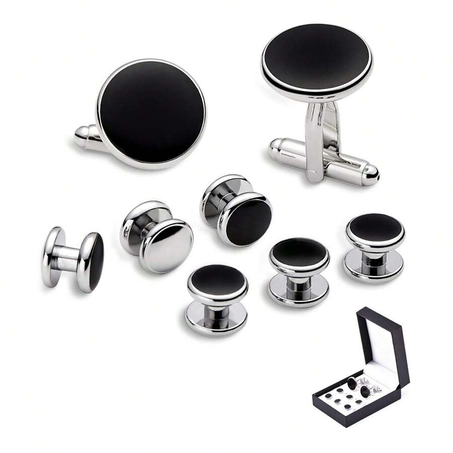 Set de 2/6/8 piezas de gemelos y botones de camisa para hombres, juego de gemelos y botones de camisa de esmoquin para hombres, gemelos y botones de camisa de latón para boda/banquete/ceremonia/negocios, el mejor regalo para padres/amigos/amantes