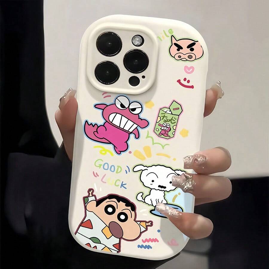 pokemon 1 pieza/Estuche para teléfono móvil con diseño del personaje de Crayon Shin-Chan, estilo japonés y coreano, dibujos animados lindos, compatible con Apple, a prueba de caídas, adaptado para modelos X-16