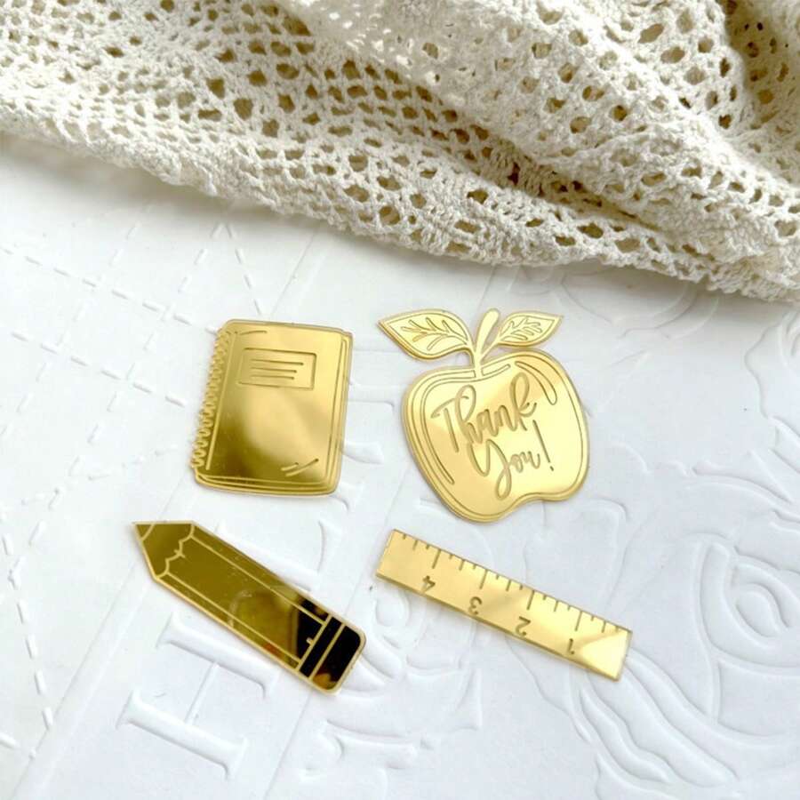8 Stück Rückkehr zur Schule Party Deko - wiederverwendbare Acryl Dankeschön, Bleistift, Bücher, Schreibwaren Kuchen Topper, sinnvoller Geschenkidee für Lehrer, Lehrer Dankes Geschenk, Buchstaben für Klassenzimmer Feier, Dessertbar Deko, Foto Shooting Requisiten, Lehrertag, Ferien Backzubehör