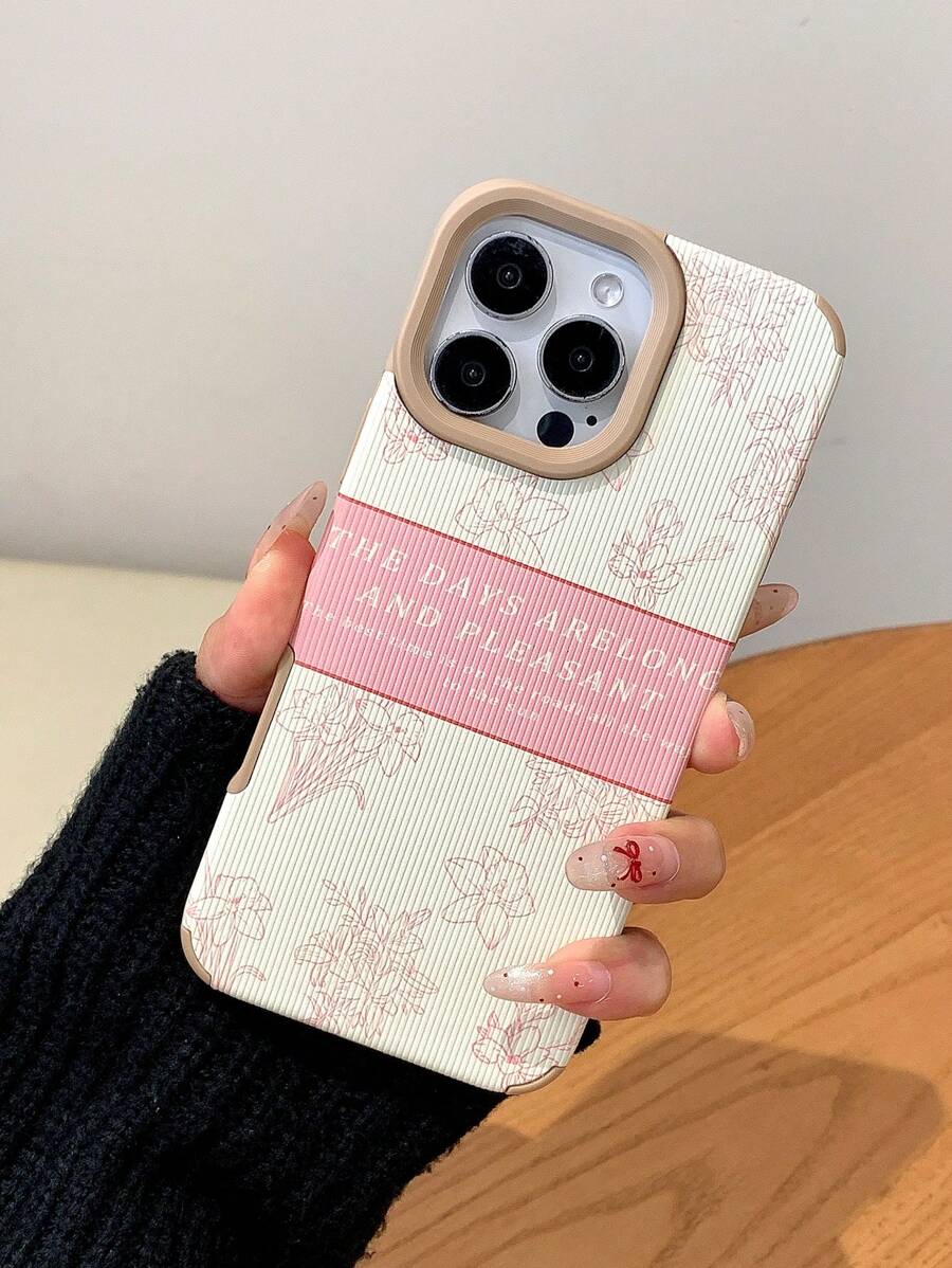 Einfache 2-in-1 Imitatledertasche mit vintage Blumen-Ausschnitt Anti-Sturz Handyhülle für Apple