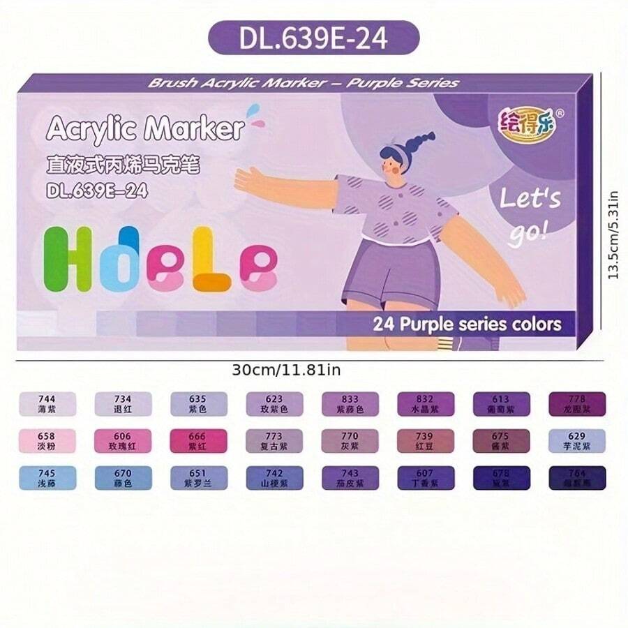 24 piezas de marcadores de punta blanda, marcador líquido recto, bolígrafos de pintura acrílica, bolígrafos para pintura a mano DIY, bolígrafos de dibujo de gran capacidad sin presión, perfectos para obras de arte profesionales, para útiles escolares, de vuelta a la escuela