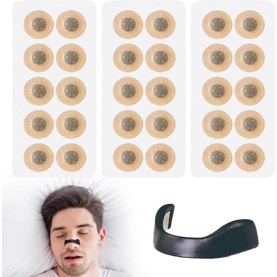 Tiras nasales magnéticas para respirar, paquete de 30 imanes nasales magnéticos para mejorar la respiración con abridores nasales magnéticos, tiras nasales magnéticas para mejorar la calidad del sueño - Amigables con la piel