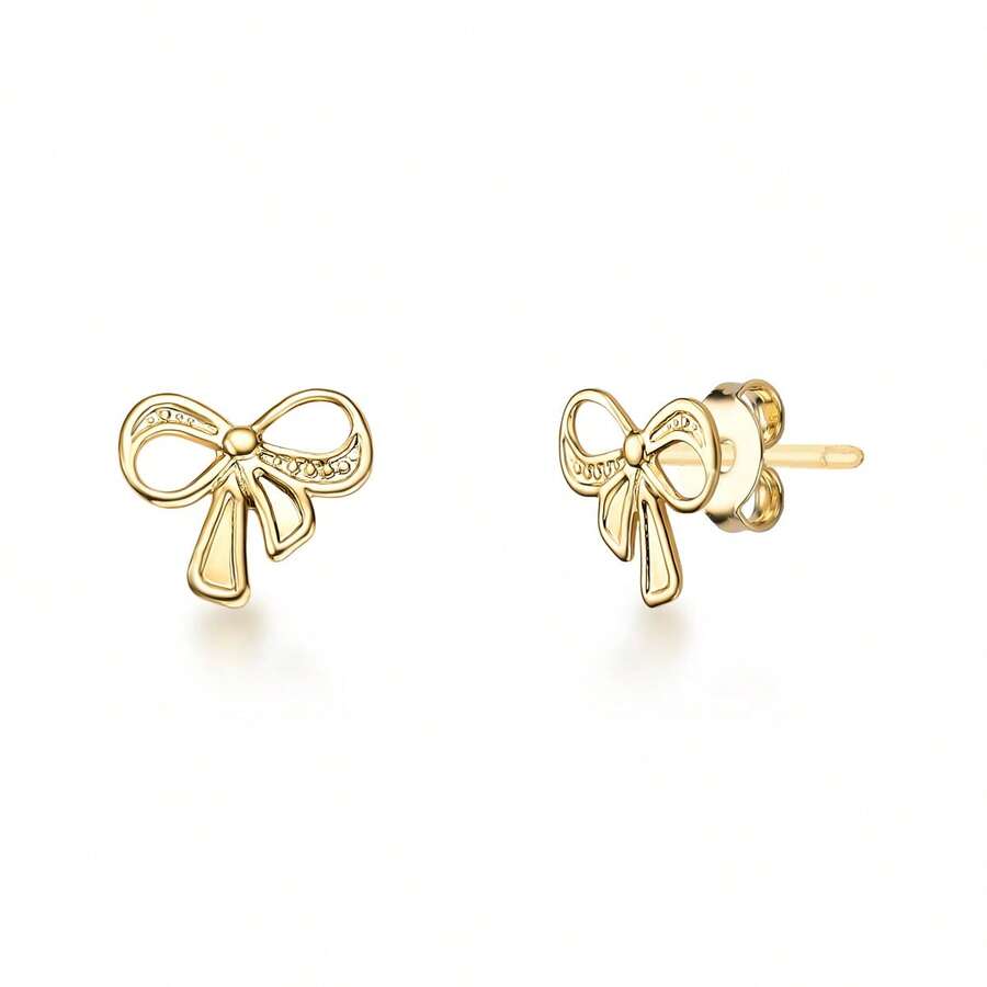 Brinco Feminino Lacinho Folheado a Ouro 18k Antialérgico