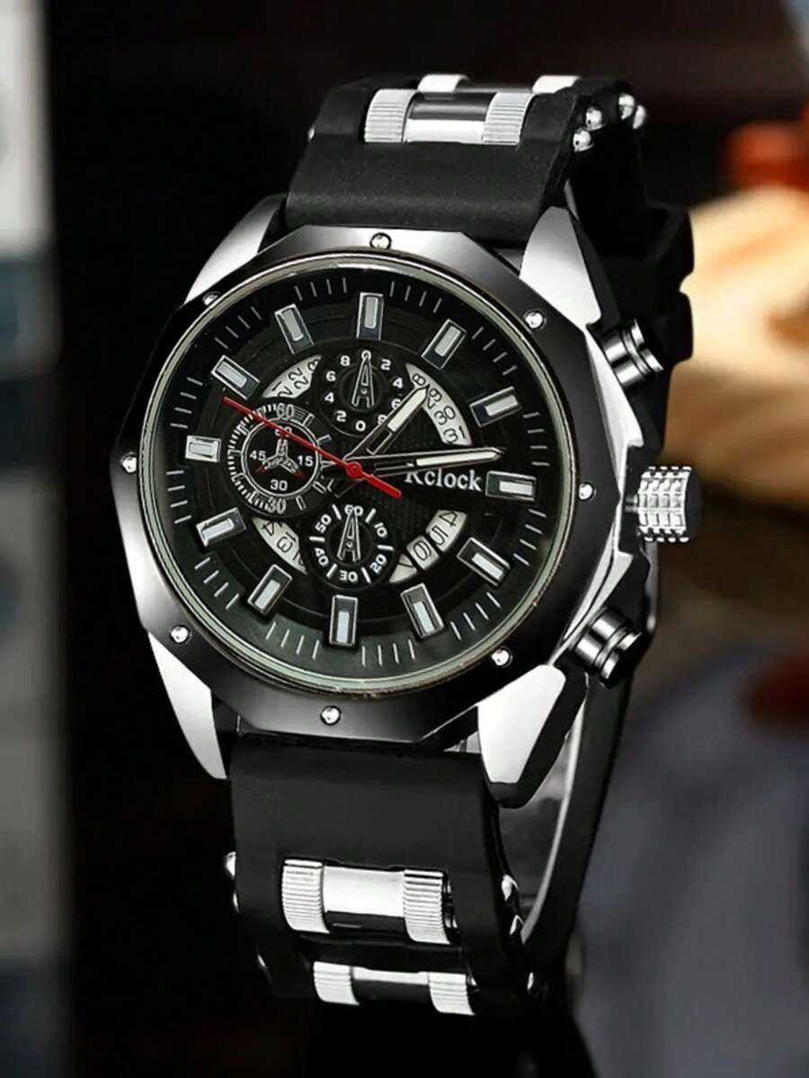Nouvelle mode Montre bracelet en silicone pour hommes, montre-bracelet décontractée à calendrier pour étudiant, montre de sport de plein air à quartz pour homme