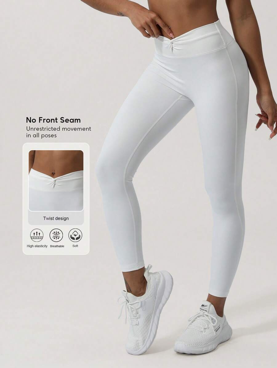 Sodalemon Sportleggings Für Frauen Reißverschlussbeutel Mit Verdrehtem Knotenbund Und Nahtlosem Vorderteil Für Yoga Fitness