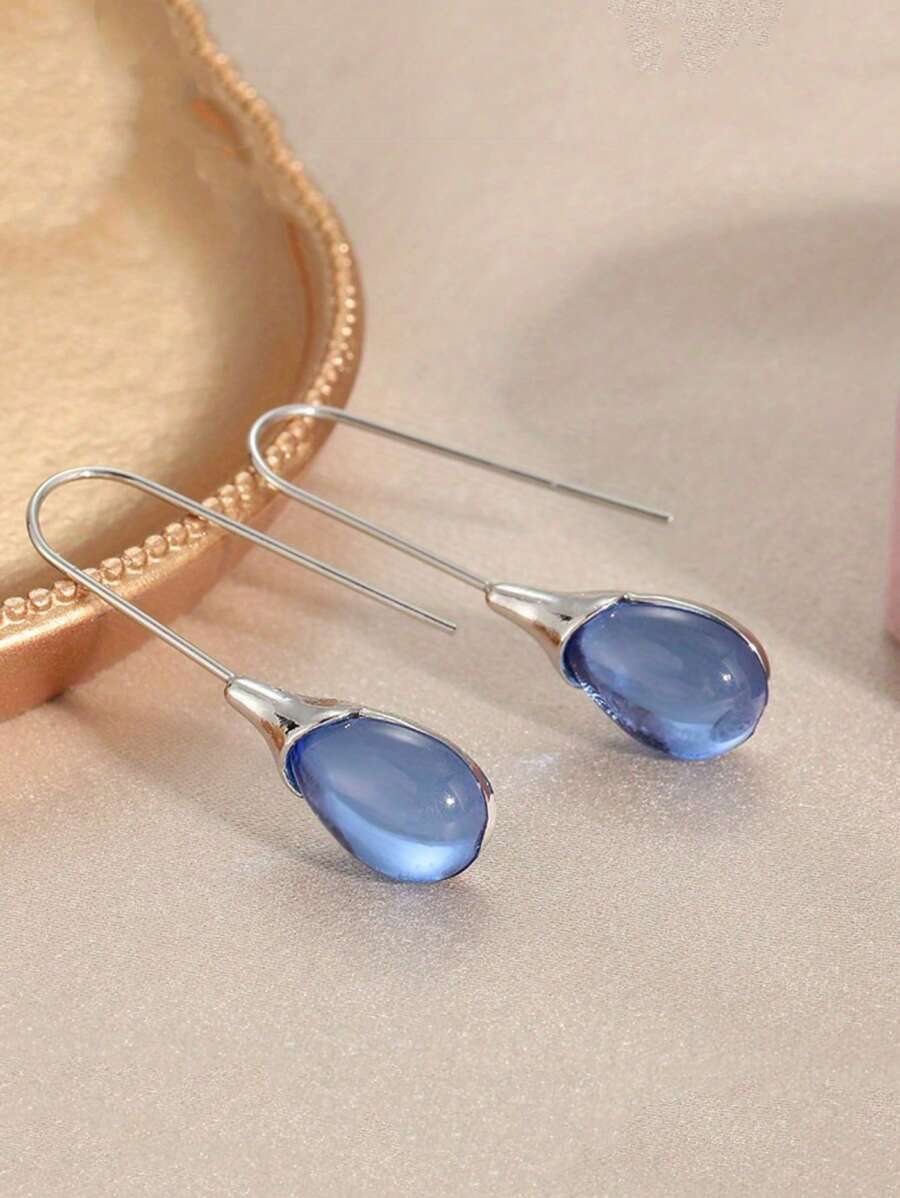 Pendientes colgantes en forma de lágrima en múltiples colores, accesorios de joyería elegantes para mujer, regalo para festividades
