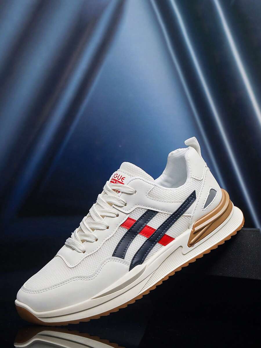 Zapatos versátiles para patinaje del otoño 2025 para hombres, zapatillas deportivas casuales de malla, zapatillas chunky y gruesas para correr, zapatos deportivos de malla transpirable y de moda para hombres