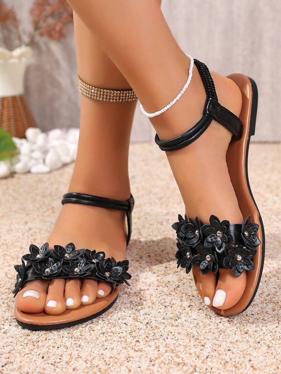 Sandalias planas con tira cruzada para el dedo del pie, zapatos de verano casuales de playa para estudiantes