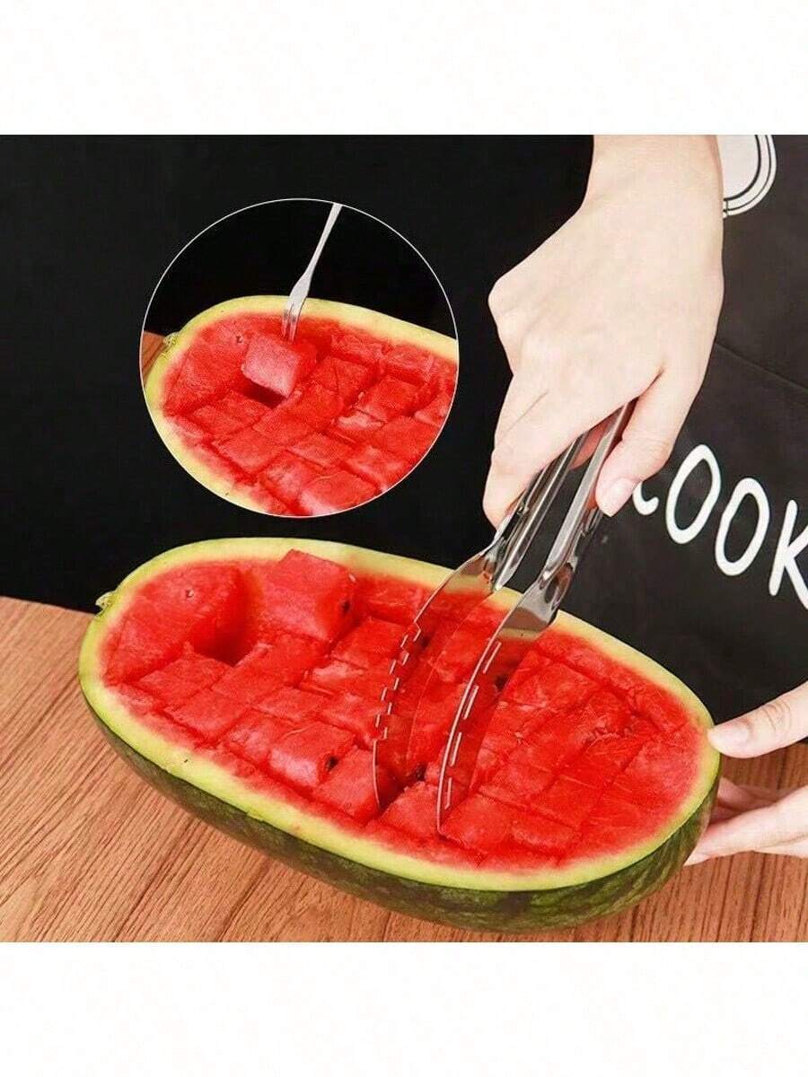 1pc Stainless Steel Watermelon Slicer, Melon Ball Machine Stainless Steel Melon Spoon With Corer, Multifunctional Fruit Cutter Kitchen Tools