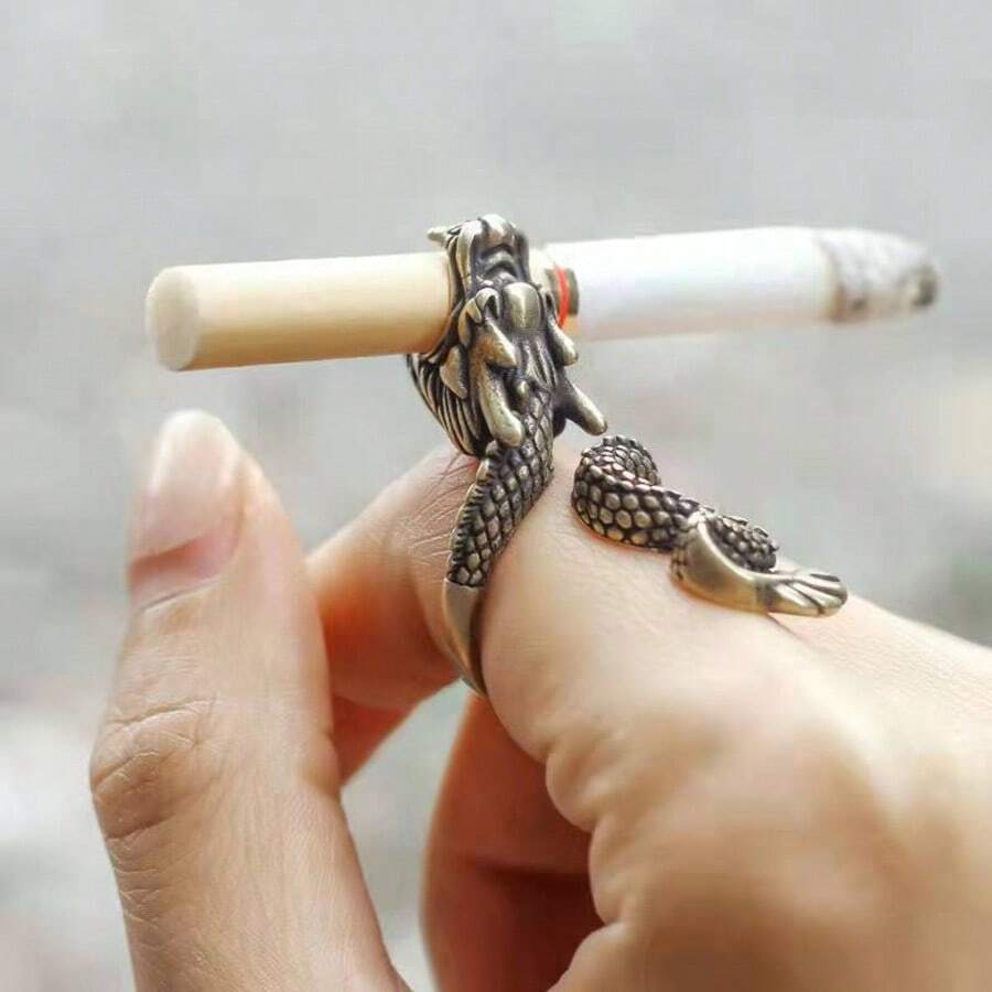 1 pièce Anneau porte-cigarette, Bague à fumer, Cadeau créatif de décoration, Anneau porte-cigarette en forme de dragon féroce