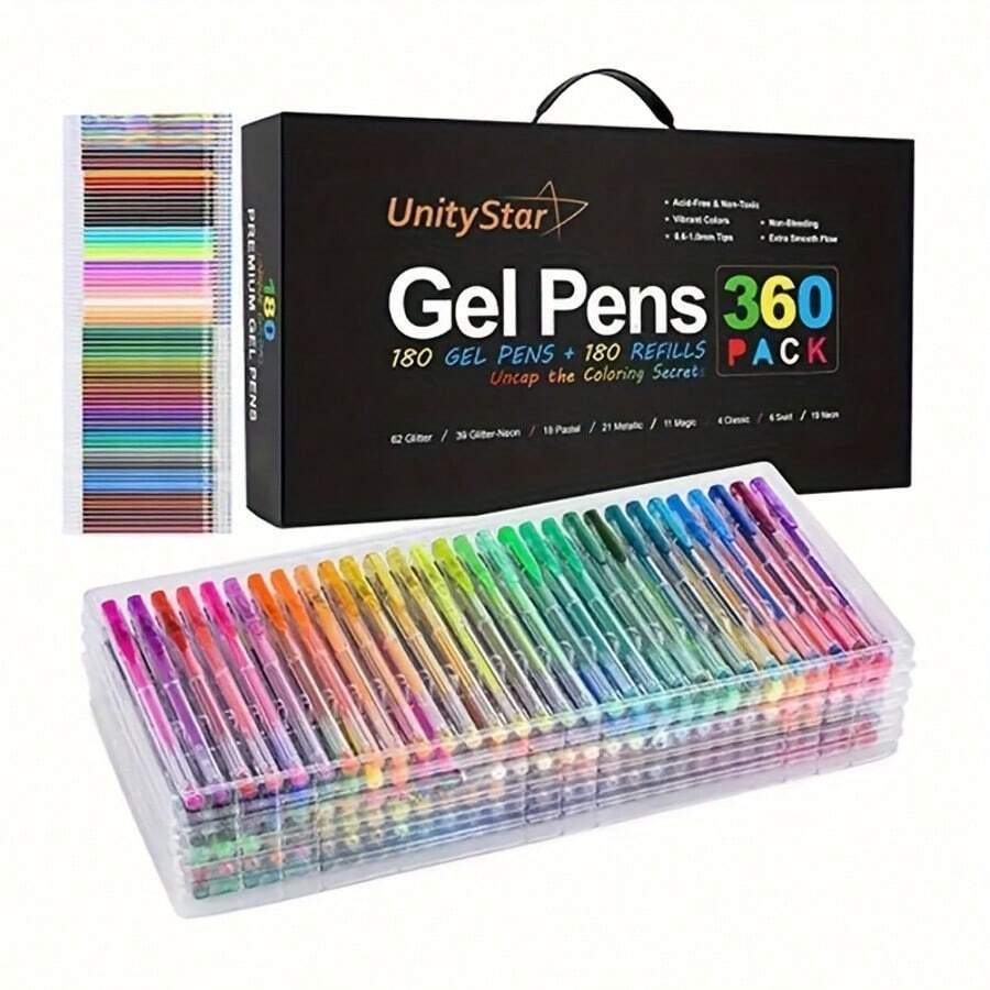 Juego de 24 piezas de recambios de bolígrafos de gel con brillo - Estuche de recambios de tinta de colores múltiples, adecuados para arte, manualidades y escritura - Juego de recambios de bolígrafos de tinta neutra, suministros de escritura | Exhibición organizada | Plástico duradero
