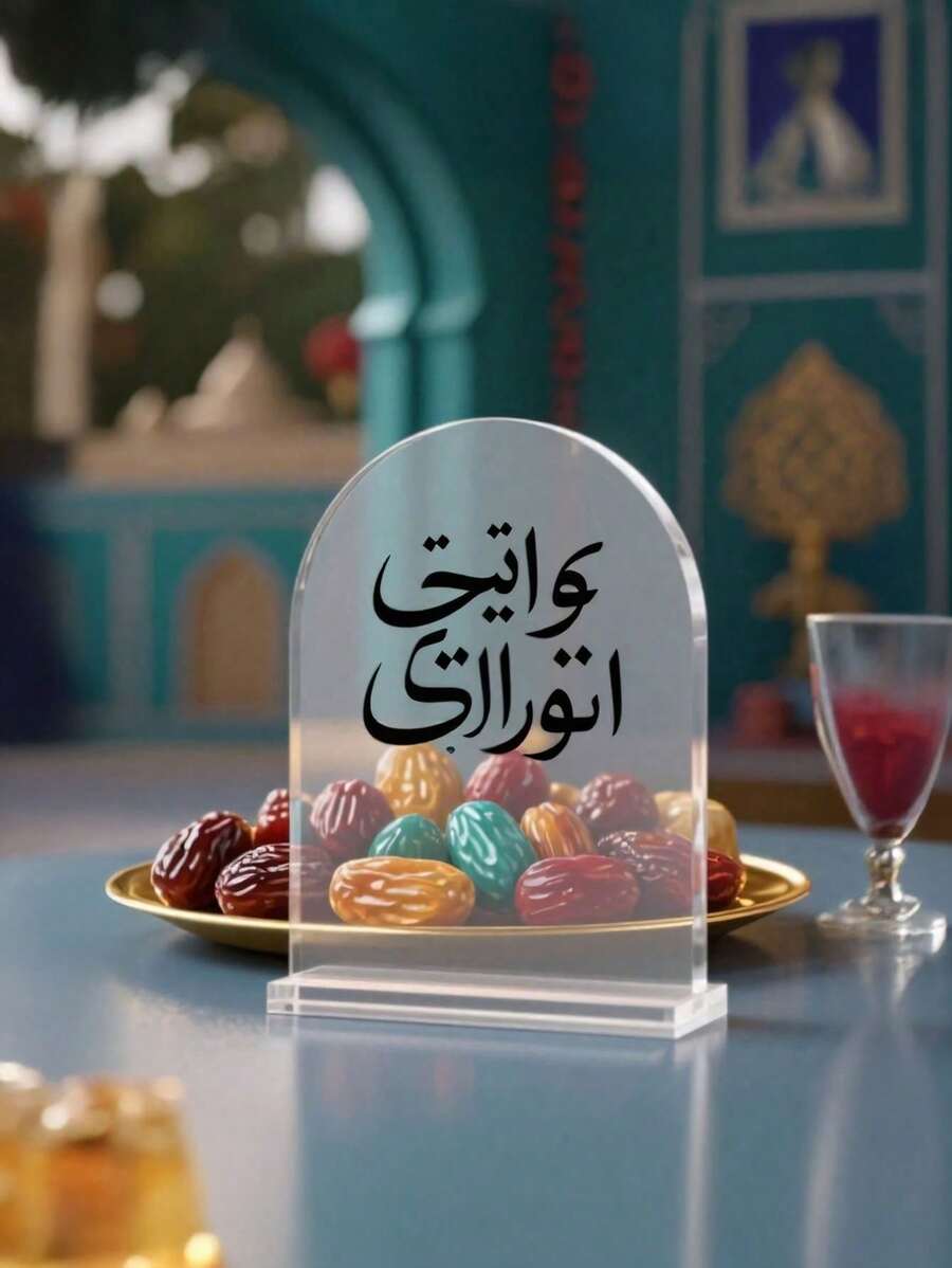 1 Pc Various Elegant Acrylic Welcome Guest Desktop Decoration Ornaments, Essential Decorations For Holiday Blessing Parties And Table Settings, 2D Graphic Design, Suitable For Kitchen, Living Room And Garden Celebration