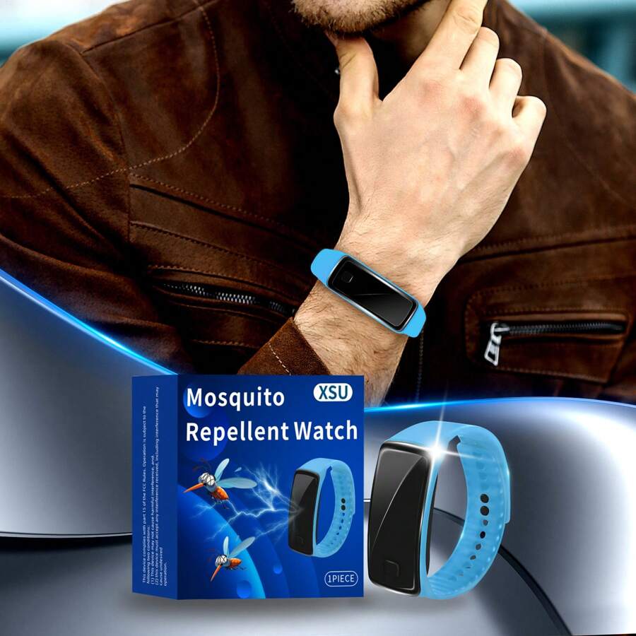 1 relógio repelente de mosquitos azul, pulseira esportiva para atividades ao ar livre, repelente físico de mosquitos, dispositivo repelente casual de mosquitos, pulseira antimosquitos feminina, para atividades ao ar livre, caminhadas, acampamentos, trilhas de verão, dispositivo repelente de mosquitos para passeios, relógio repelente de mosquitos masculino, tamanho ajustável, macio e confortável, presente para família e amigos, unissex