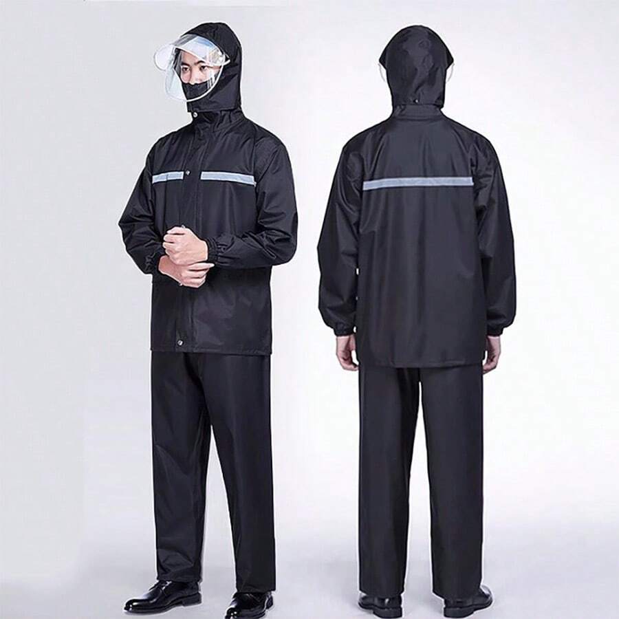 Adult Rain Suit Set, Two-Piece Full Body Waterproof Reflective Rain Jacket And Pants, Outdoor Construction Work Rainwear