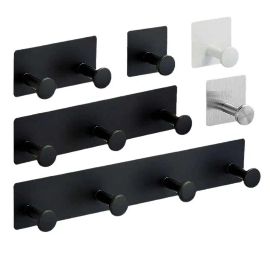 Coat Rack Wall Mounted, Adhesive Coat Hooks, Stainless Steel Door Hooks For Hanging Hat Towels Clothes,Round Hook