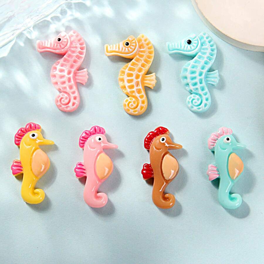 Enjoy Fun of DIY 10/20pcs Cute Resin Mini Seahorse Figurines, Realistic Marine Life Ornaments And Craft Supplies