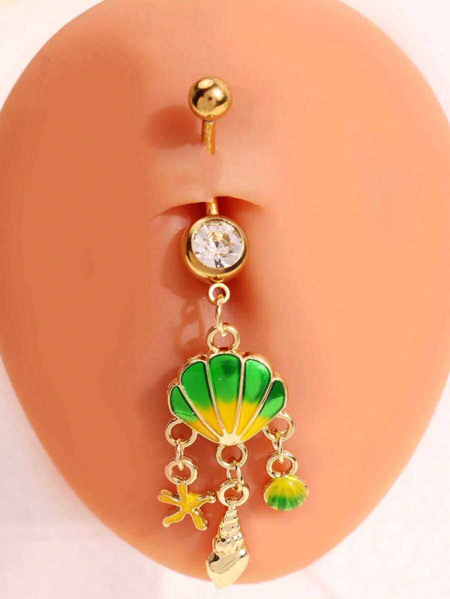 1 pièce Anneau de nombril à la mode et sexy, style océan, coquillage, étoile de mer, conque, idéal pour les vacances à la plage