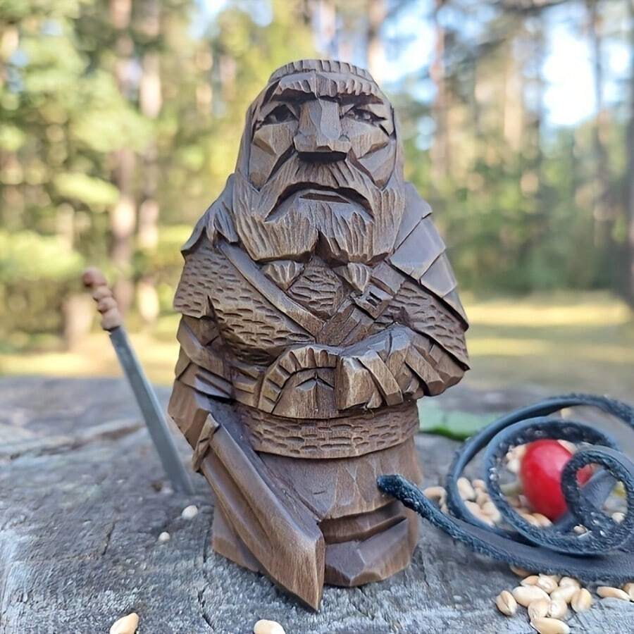 1 pieza Estatua del dios pagano, personaje de magia de la mitología nórdica, esculpido a mano en resina, decoración de escritorio para el jardín o patio trasero