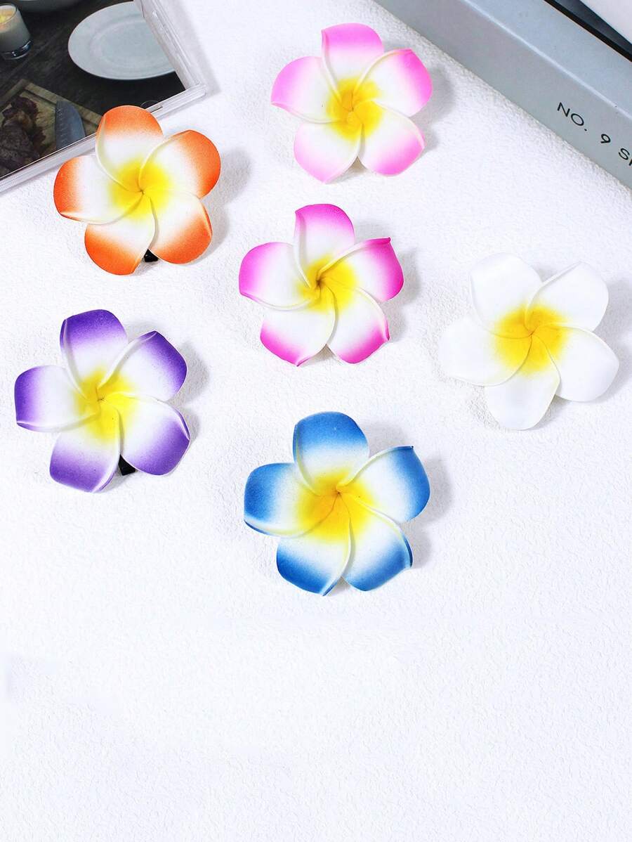 2 pezzi Fermagli per capelli alla moda e carini a forma di Plumeria gialla per donne, adatti per spiaggia, matrimonio, festa, appuntamento e uso quotidiano